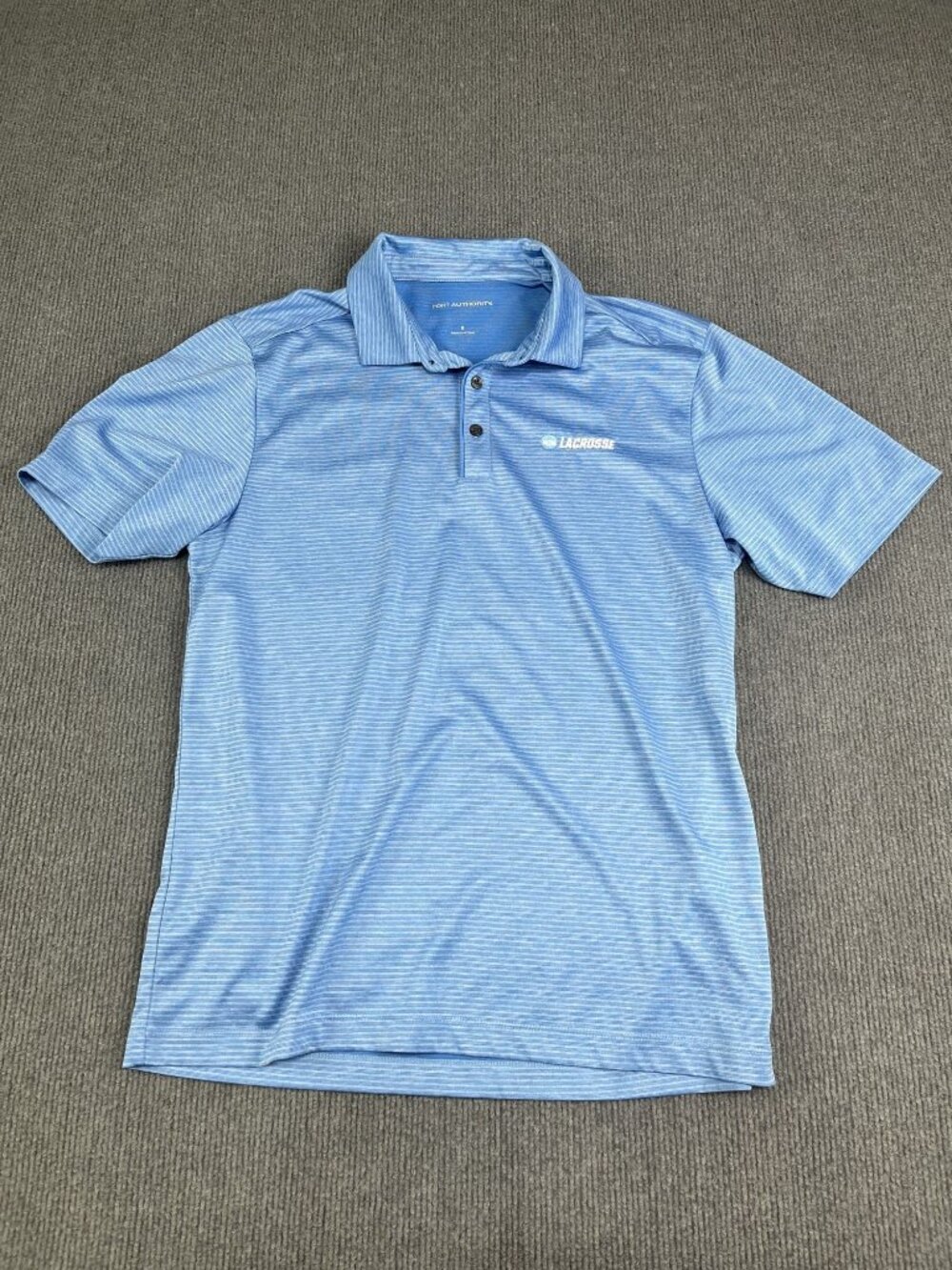 Port Authority Mens Small Blue Striped Lacrosse Polo Shirt